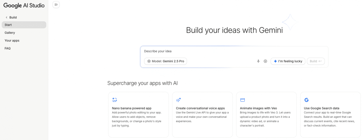 vibe coding dans Google AI studio