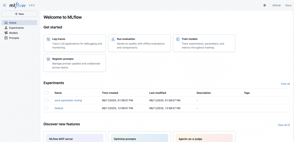 L'interface de MLFlow 3