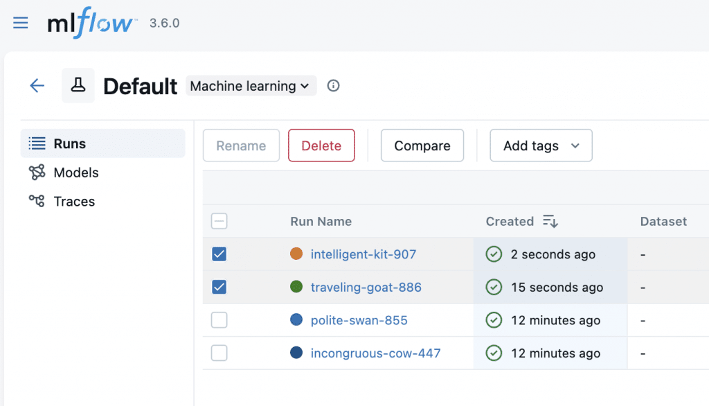 Comparer des résultats d'entraînements avec MLFlow